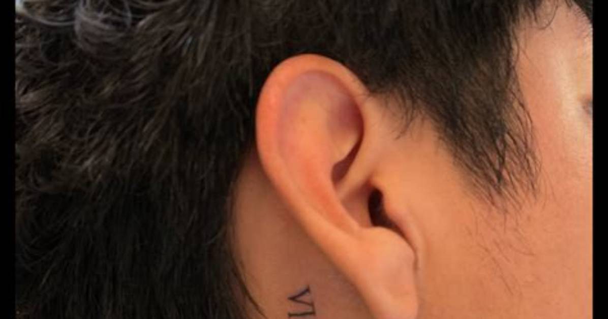 Behind the Ear Tattoos Men Roman Numerals