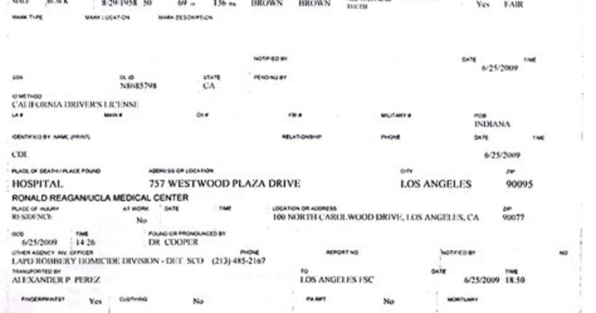 Michael Jackson Autopsy Report the Cause Of