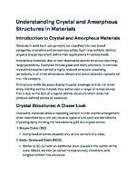Understanding Amorphous: the Science and Applications of Non-Crystalline Solids
